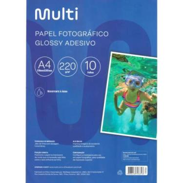Imagem de Papel Fotográfico Glossy Adesivo A4  - 10 Folhas 220g - PE001 - Multil
