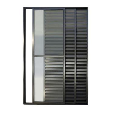 Imagem de Porta balcão 3 folhas 2,10x1,50 com fechadura no alumínio preto - Come