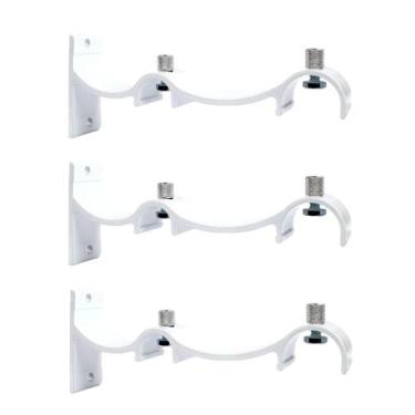 Imagem de Kit 5 Suportes Duplo Perfil Invertido Para Varão Wave 28mm BRANCO - 11