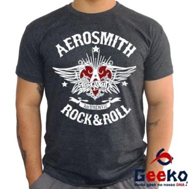 Imagem de Camiseta Aerosmith 100% Algodão Rock & Roll Geeko, Grafite gola careca