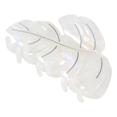Imagem de SUPCLIPS Grampo de garra de cabelo de folha branca de 3,5 polegadas forte para segurar o cabelo, design francês, acessórios de cabelo para mulheres e meninas, para cabelos grossos e finos