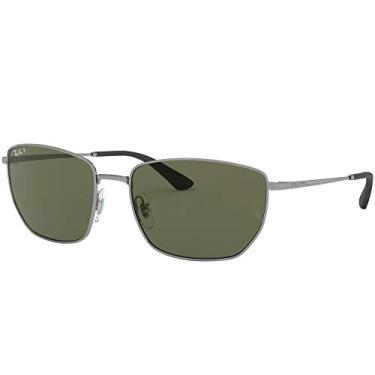 Imagem de Ray-Ban Óculos de sol quadrados femininos Rb3653, Metálico/Verde polarizado, 60 mm