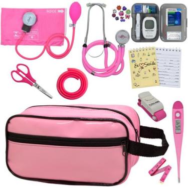 Imagem de Kit de Enfermagem Aparelho de  Pressao Estetoscopio Necessaire Medidor