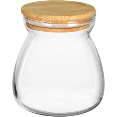 Imagem de Pote Porta Mantimentos Home&co Com Tampa Bambu Borossilicato 650ml 11x8x8cm Transparente
