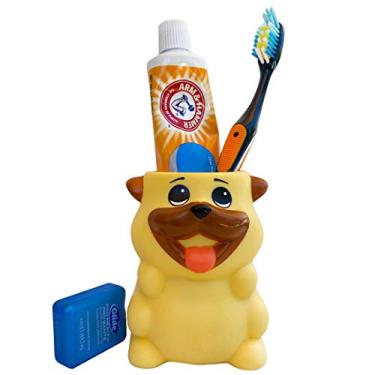 Imagem de Lily's Home Fun Suporte de escova de dentes para crianças – Organizador de armazenamento de banheiro infantil para pasta de dente e escovas de dentes. Também ótimo suporte para canetas, lápis e marcadores, Dog