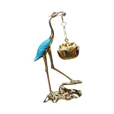 Imagem de Generic Queimador de incenso suspenso de guindaste de liga Decoração de mesa Elegante fogão suspenso de lótus para decoração interna e externa Resistente, Azul E Dourado