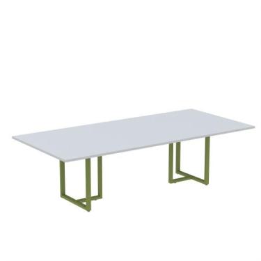 Imagem de Mesa de Reunião Retangular Tubular P25 Pandin 2,6 M Cinza e Verde
