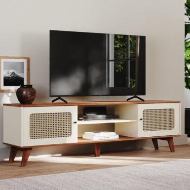 Imagem de Rack para TV Até 55 Polegadas Erice com 2 Porta e Pés - Pinho / Off Wh