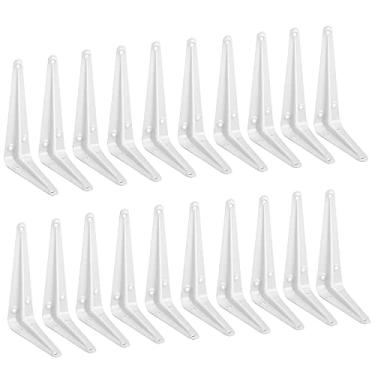 Imagem de Pacote com 20 suportes de prateleira de 15 cm, branco, suporte de metal em L para prateleiras, suporte de canto de anjo de parede J Brackets para placa de madeira