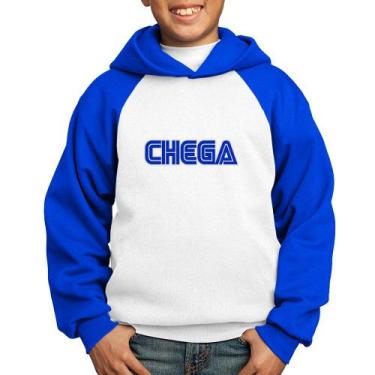 Imagem de Moletom Infantil Chega - Foca na Moda, Branco, Azul, 10