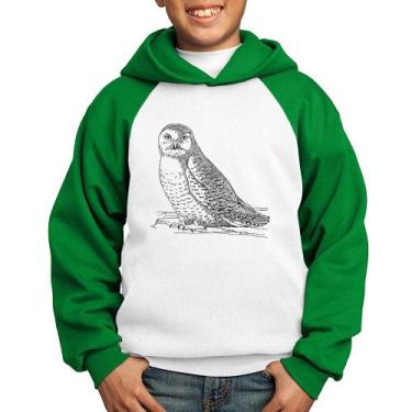 Imagem de Moletom Infantil Coruja Traços - Foca na Moda, Branco, Verde, 4