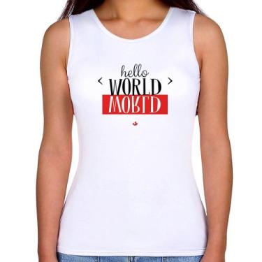 Imagem de Regata Feminina Hello World - Foca na Moda, Branco, M