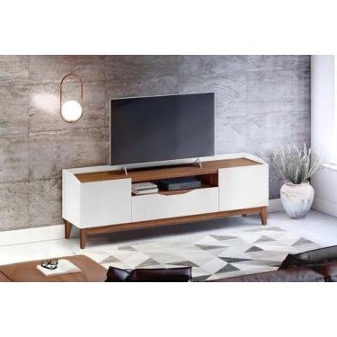 Imagem de Rack para tv ravena 1,80 casa d branco/noce - village móveis