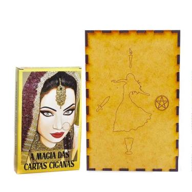 Imagem de Kit Baralho Magia Cartas Ciganas e Porta Tarô Caixa Madeira - Flash