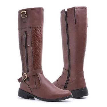 Imagem de Bota Cano Alto Longo Feminina Com Fechamento Lateral em Ziper Modelo O