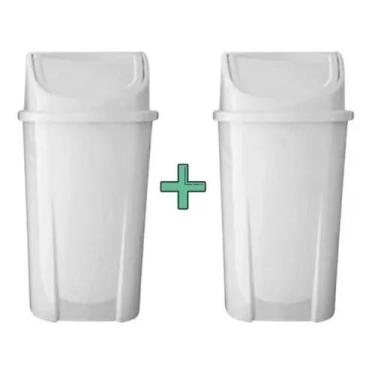 Imagem de Kit 2 Lixeiras Lixo Grande Coleta Seletiva 50l Vai E Vem Branca - JSN