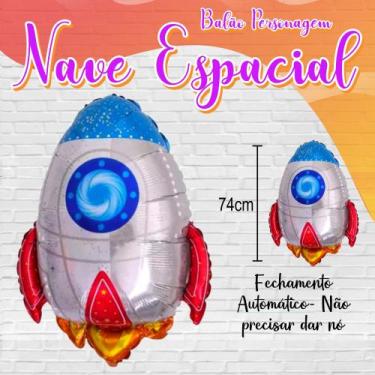 Imagem de Balão Metalizado Nave Espacial Foguete Astronauta 74cm- Decoração Fest