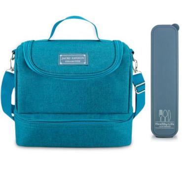 Imagem de Bolsa Térmica Lancheira Necessaire Marmita Lanches Bebidas 2 Compartim