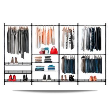 Imagem de Guarda roupa closet aramado aberto CLR281 - 3,40 Smart Black - Casa Ex