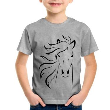Imagem de Camiseta Infantil Cavalo Traços - Foca na Moda, Cinza, 14