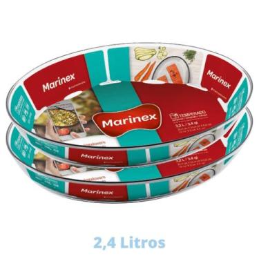 Imagem de 2 Assadeiras Oval Vidro 2,4 L Assados Costela Doces Marinex - NADIR FI