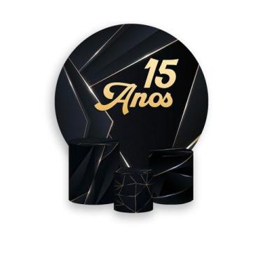 Imagem de Painel De Festa Redondo 1,50x1,50 + Trio De Capas Cilindro - 15 Anos P