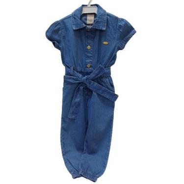 Imagem de Macacão Longo Jeans Luxo Menina Elastano Katita Kids 26134, Jeans, 1 A