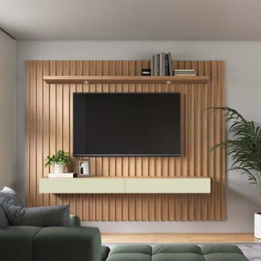 Imagem de Painel Ripado Suspenso para TV de até 65" 223 Cm LED 100% MDF Freijó O