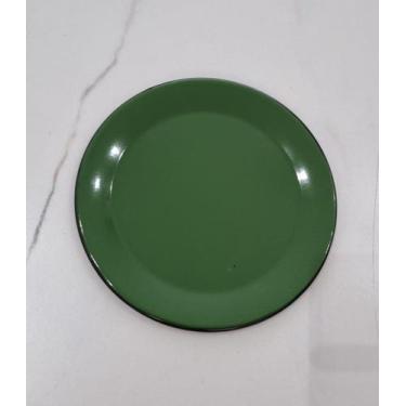Imagem de 01 Prato Esmaltado Sobremesa Ágata Original Cor Verde Postagem Rápida 