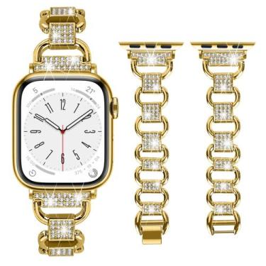 Imagem de Pulseira Apple Watch JOYOZY Bling Metal Bracelete para mulheres 38-49 