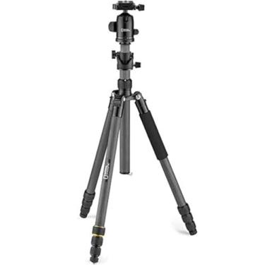 Imagem de NATIONAL GEOGRAPHIC Tripé de viagem, pernas de 5 seções, fibra de carbono, compatível com Canon, Nikon, Sony DSLR, 90 colunas, travas giratórias cabeça esférica de 360 graus, placa de liberação rápida, capacidade de carga de 8 kg, bolsa de transporte