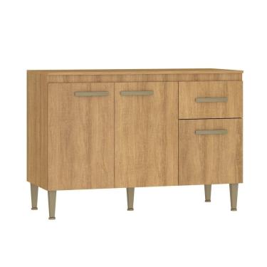 Imagem de Balcão 120cm com Tampo para Pia 3 Portas 1 Gaveta Suprema Mel