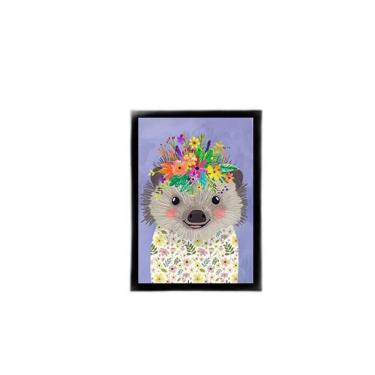 Imagem de Quadro Ilustração Infantil Porco Espinho Coroa 24X18Cm