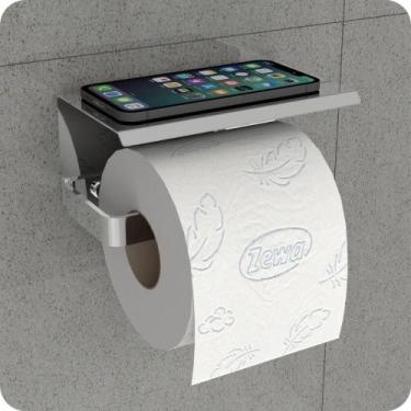 Imagem de Porta Papel Higiênico Inox e Cromado De Parede Banheiro MAX - CromoSho