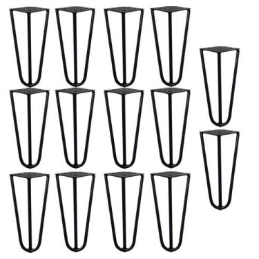 Imagem de Kit 14 Pés de Metal 15 CM Hairpin Legs Mesas de Centro Puffs Preto G41