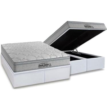 Imagem de Cama Box Baú King Colchão Espuma Probel D40 Premium Hiper Firme Euro Pillow+Base White(193X203)