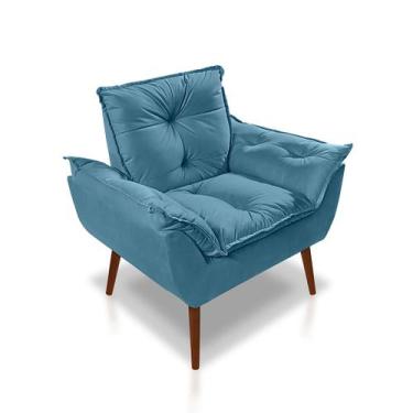 Imagem de Poltrona Opala Com Fibra Siliconada Suede Azul Claro-RV Decora - CASA 