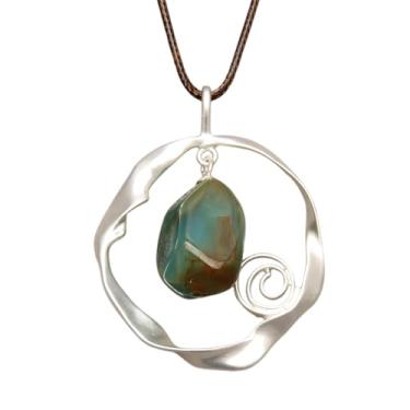 Imagem de GelConnie Colares de madeira para mulheres, colar de couro dourado, longo, boho em camadas, prata, hippie, gargantilha, joia boêmia para mulheres, Couro sintético, Sem Pedra Preciosa