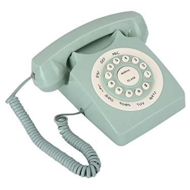 Imagem de Telefone Fixo Vintage Europeu Antigo, Verde, Chamada de Alta Definição, Botão Grande e Transparente para Escritório Doméstico