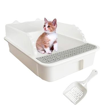Imagem de MUYG Caixa de areia aberta para gatos com lado alto, bandeja de areia para gatos anti-respingos, vaso sanitário de gatinho com colher de peneirar, areia de gatinhos removível semi-fechada para caixas fácil de limpar sem odor
