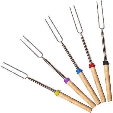 Imagem de MalloMe Marshmallow Roasting Sticks - Smores Skewers for Fire Pit Kit - Hot Dog Camping Accessories Campfire Marshmellow 32 Inch Long Fork - 5 Pack