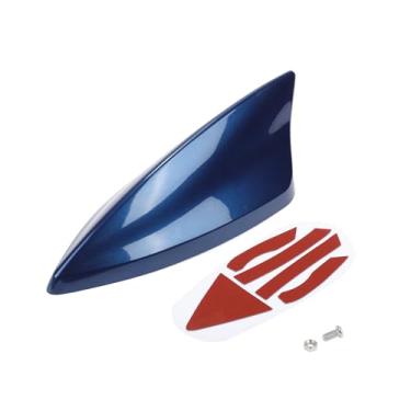 Imagem de VekAuto Antena de barbatana de tubarão, antena de teto de sinal AM/FM universal para carro, carro, SUV, caminhão, off-road, material ABS com base adesiva, azul escuro