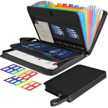 Imagem de Organizador de arquivos sanfonado à prova de fogo com 13 bolsos, organizador de documentos expansível com zíper e etiquetas, pasta de arquivo com bolsos coloridos pasta organizadora de papel para