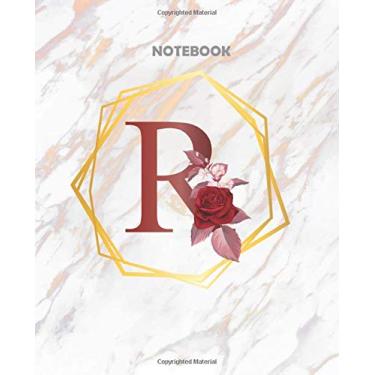 Imagem de Notebook: Marble Rose Gold Notebook Journal with Monogram Initial Letter R for Women, Girls and School Wide Rule (7.5 in x 9.25 in)