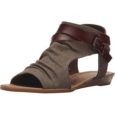 Imagem de Sandália feminina Blowfish Balla Wedge, Tintura marrom Rancher lona/uísque, 38