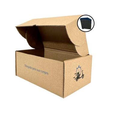 Imagem de Kit 20 Embalagens Caixas Papelão Montáveis Medida 26 x 15 x 10 (Cm) (Com Impressão)