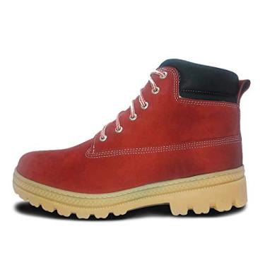 Imagem de Coturno Adventure casual cano médio couro vermelho Pierrô (42)