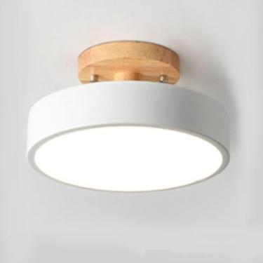 Imagem de OASISEN Luminária de teto de LED nórdica semi nivelada de metal redondo, candeeiro de parede policromado chique para corredor, escada, hall de entrada, varanda, entrada