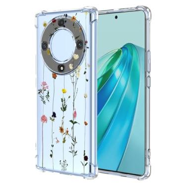 Imagem de GTBDEKI Capa de telefone para Honor X9A, Honor X40/Honor Magic 5 Lite RMO-NX1, capa transparente com padrões de jardim de flores, capa protetora para celular para Honor X9A Floral Garden