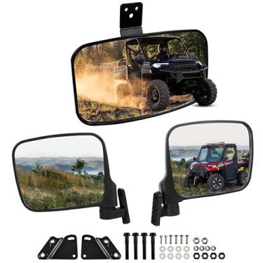 Imagem de POKIAUTO Kit de espelhos laterais ajustáveis e retrovisores para Polaris Ranger XP 1000/Ranger 1000/Crew 2018-2024 Acessórios